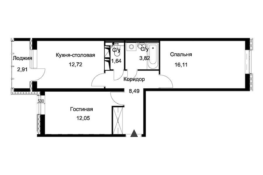 Двухкомнатная квартира в : площадь 56.29 м2 , этаж: 1 – купить в Санкт-Петербурге