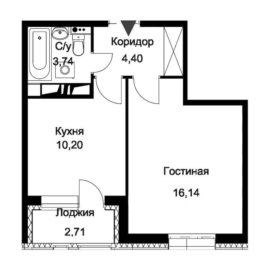Однокомнатная квартира в : площадь 35.84 м2 , этаж: 13 – купить в Санкт-Петербурге