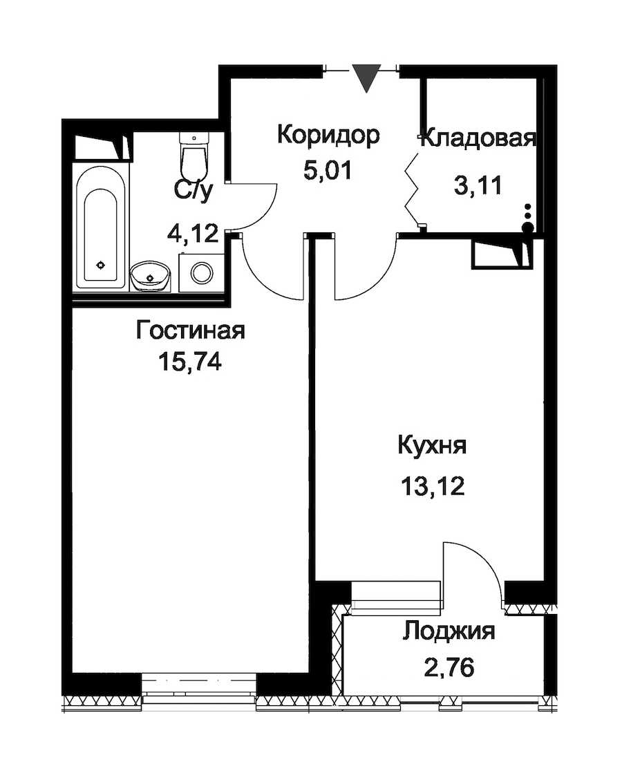 Однокомнатная квартира в : площадь 42.48 м2 , этаж: 8 – купить в Санкт-Петербурге
