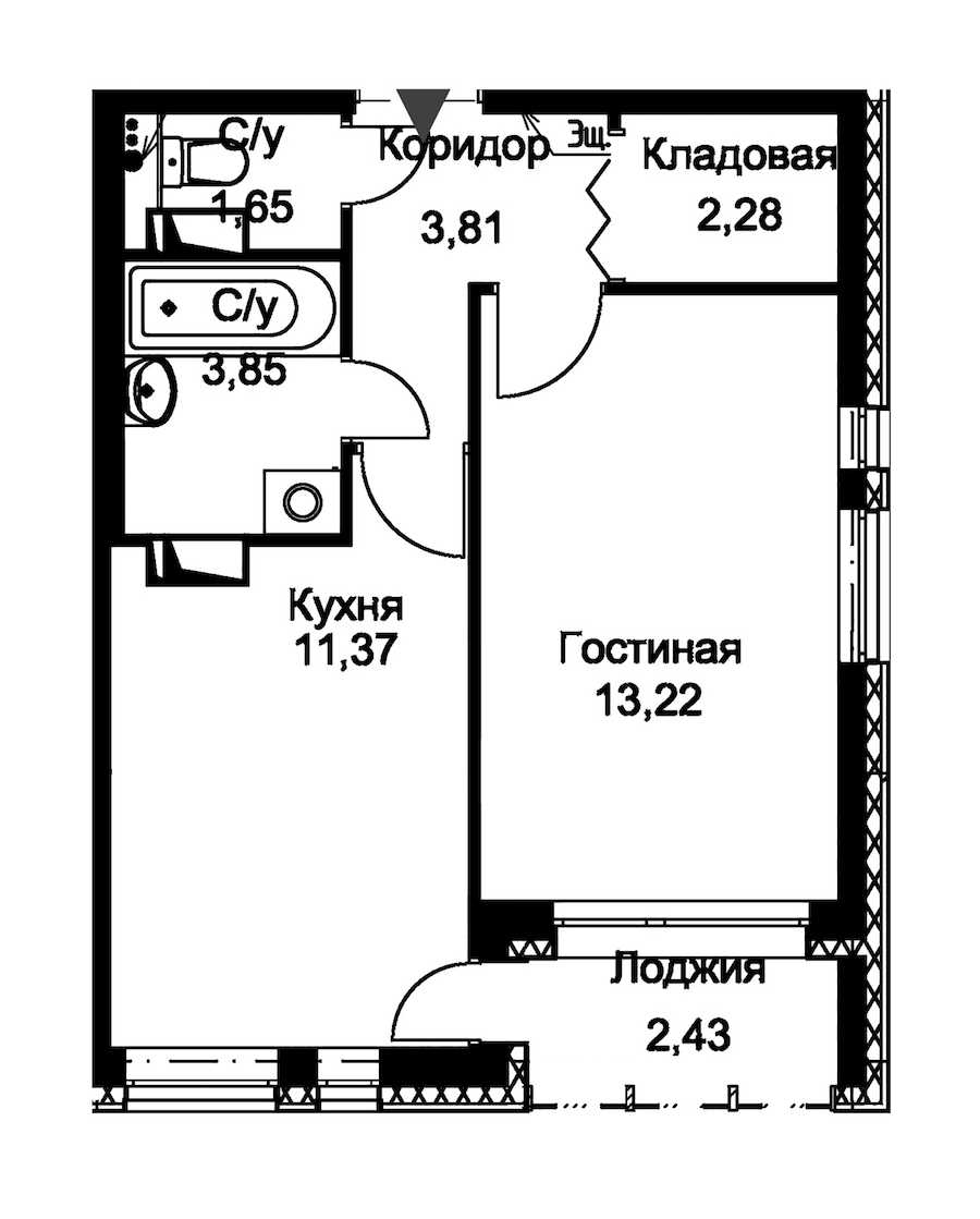Однокомнатная квартира в : площадь 37.4 м2 , этаж: 5 – купить в Санкт-Петербурге