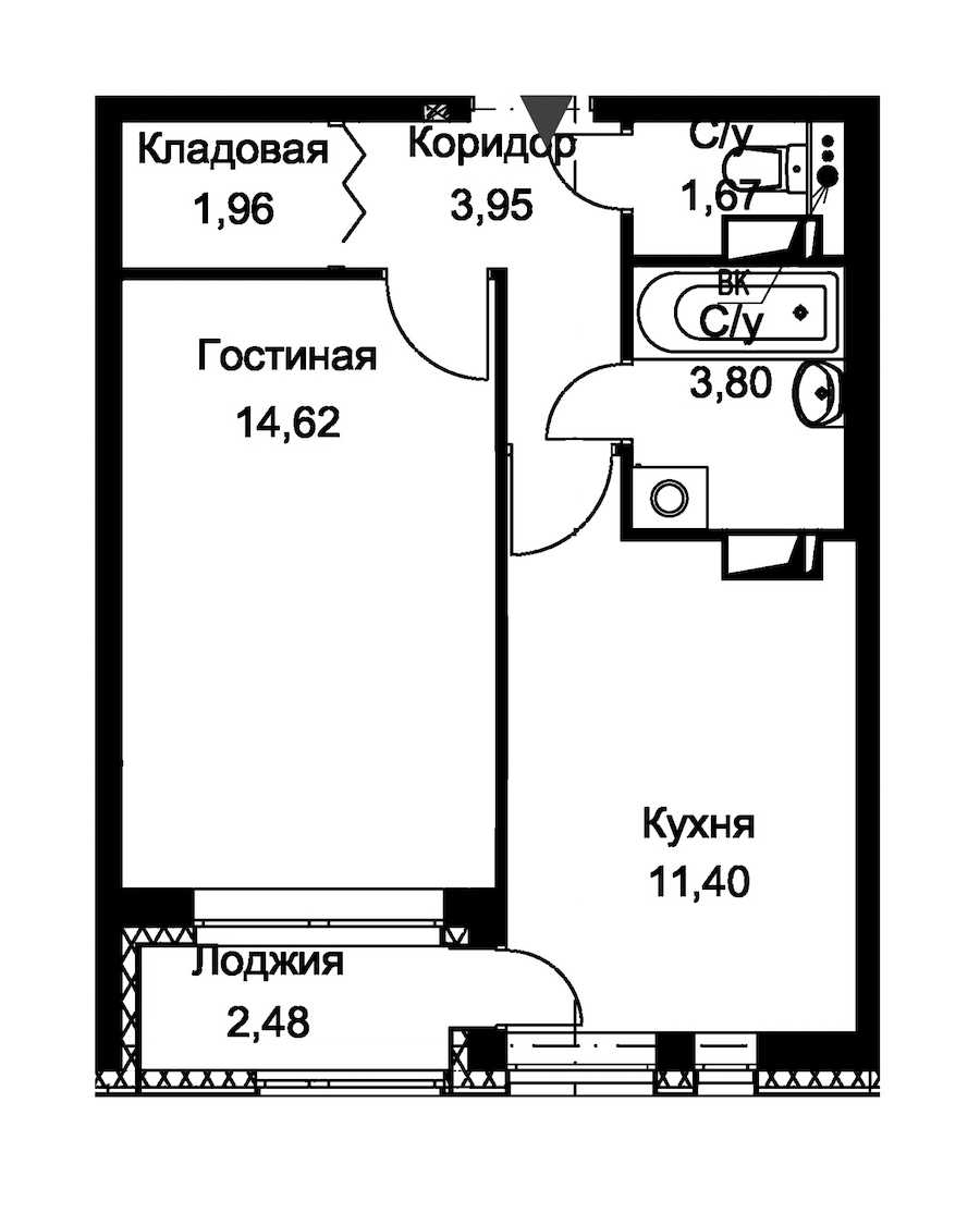 Однокомнатная квартира в : площадь 38.64 м2 , этаж: 11 – купить в Санкт-Петербурге