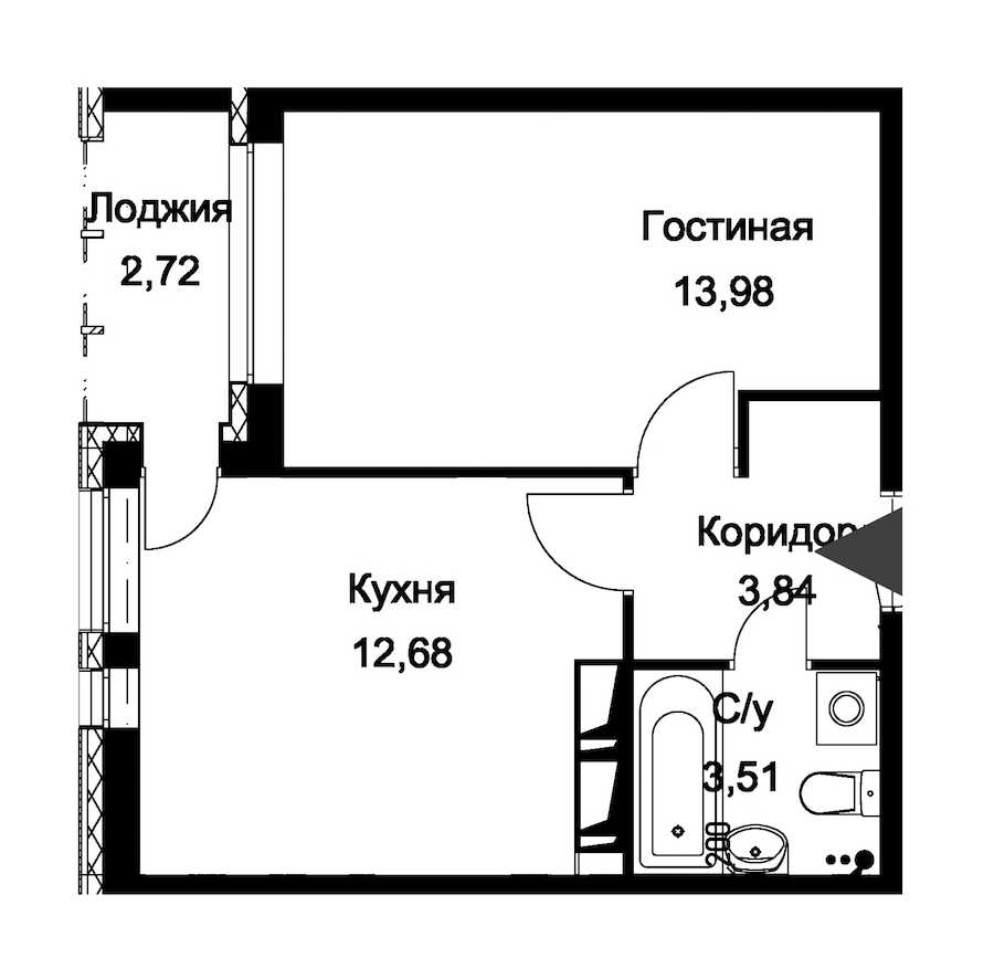 Однокомнатная квартира в : площадь 35.37 м2 , этаж: 6 – купить в Санкт-Петербурге