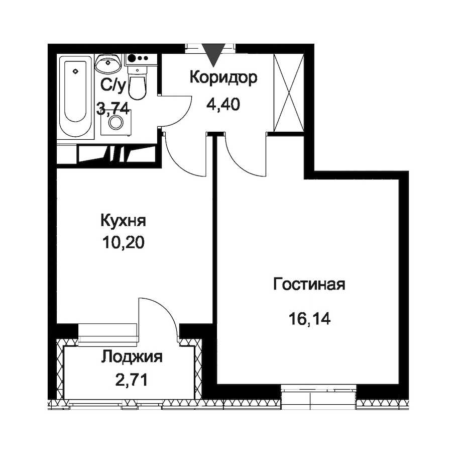 Однокомнатная квартира в : площадь 35.84 м2 , этаж: 8 – купить в Санкт-Петербурге