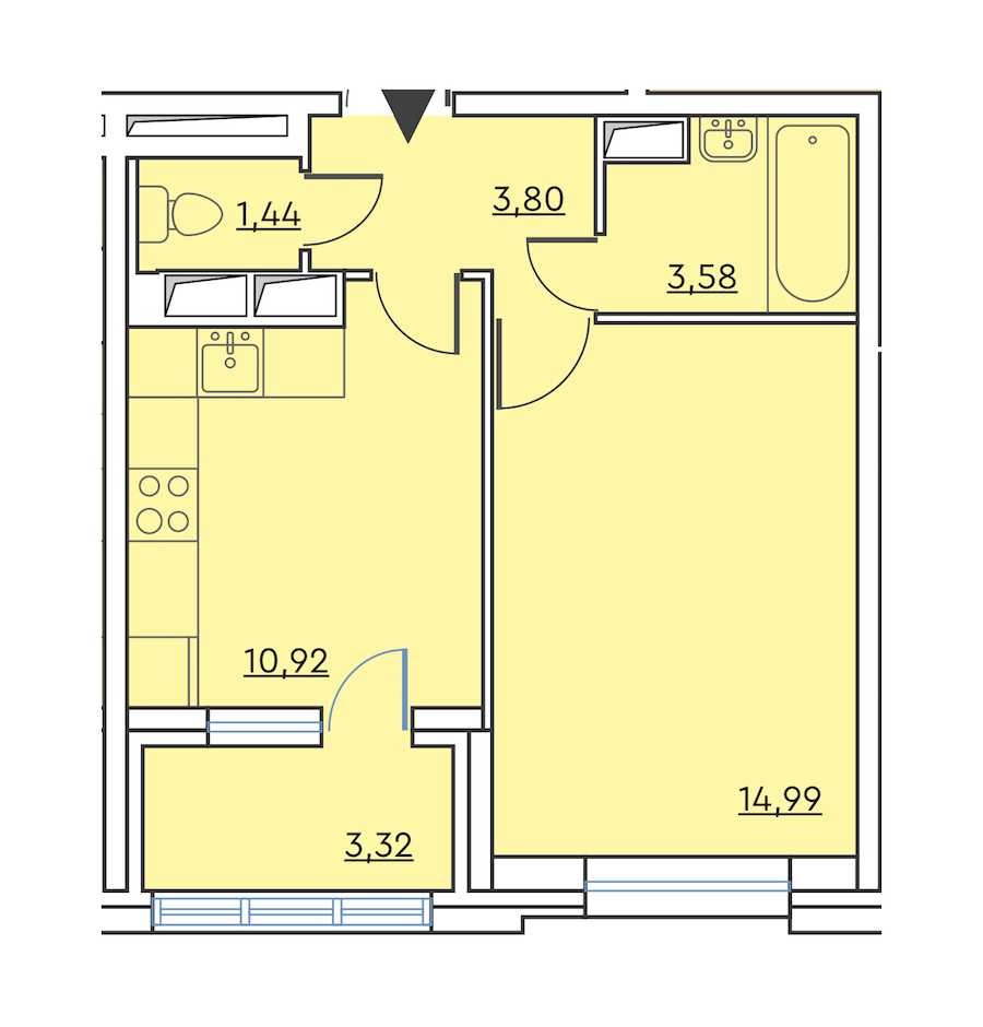 Однокомнатная квартира в : площадь 36.39 м2 , этаж: 3 - 4 – купить в Санкт-Петербурге