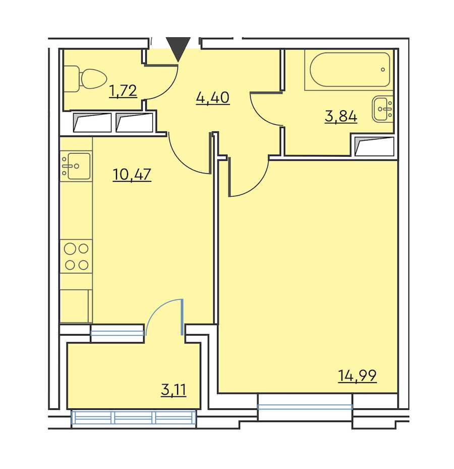 Однокомнатная квартира в : площадь 36.98 м2 , этаж: 8 - 9 – купить в Санкт-Петербурге
