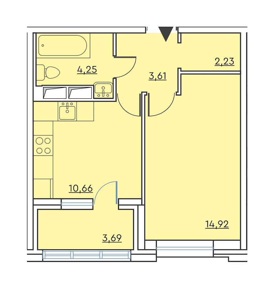 Однокомнатная квартира в : площадь 37.52 м2 , этаж: 3 - 4 – купить в Санкт-Петербурге