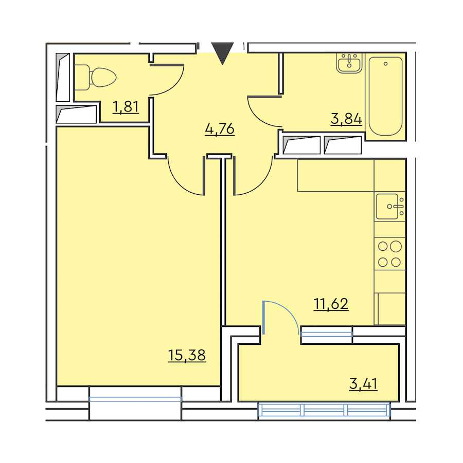 Однокомнатная квартира в : площадь 39.12 м2 , этаж: 3 - 4 – купить в Санкт-Петербурге