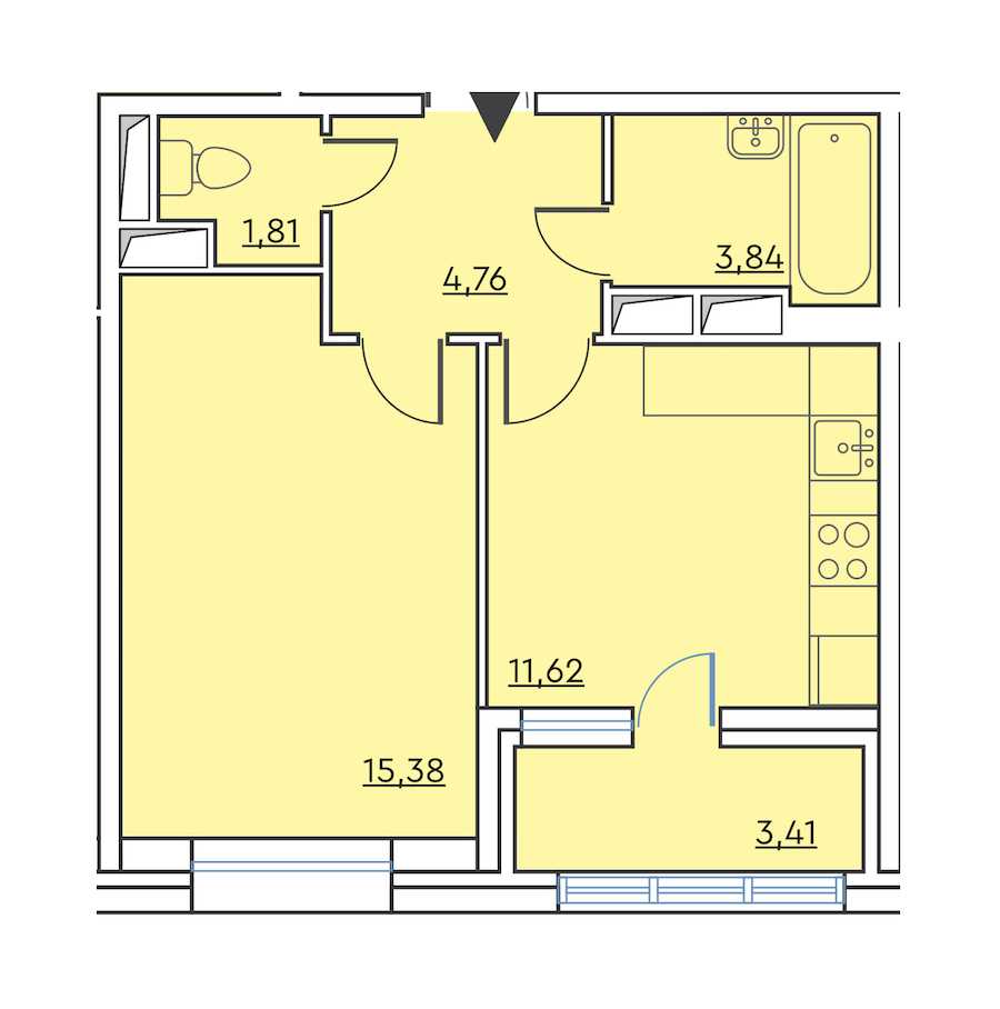 Однокомнатная квартира в : площадь 39.12 м2 , этаж: 6 - 7 – купить в Санкт-Петербурге
