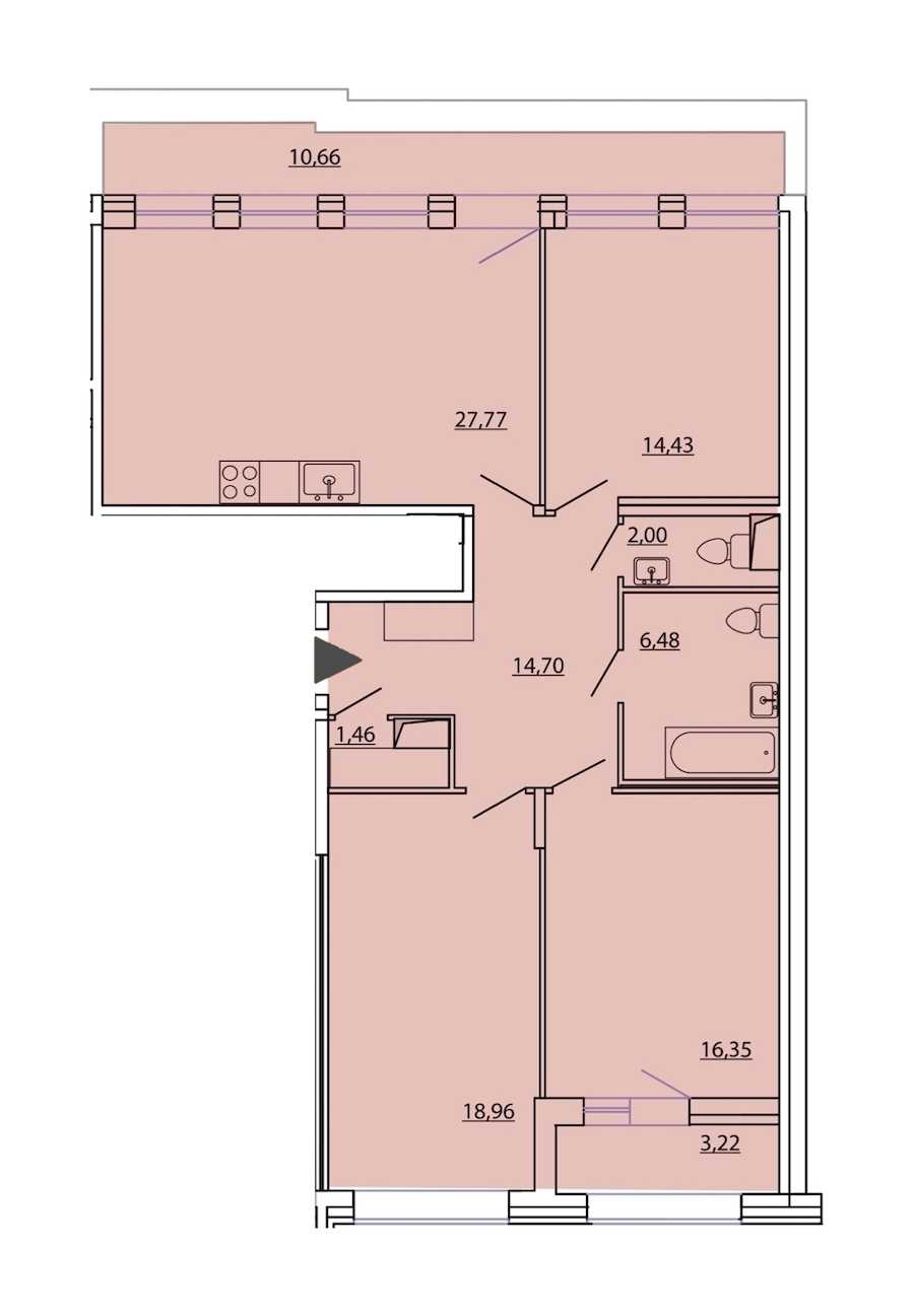 Трехкомнатная квартира в : площадь 105.12 м2 , этаж: 8 – купить в Санкт-Петербурге