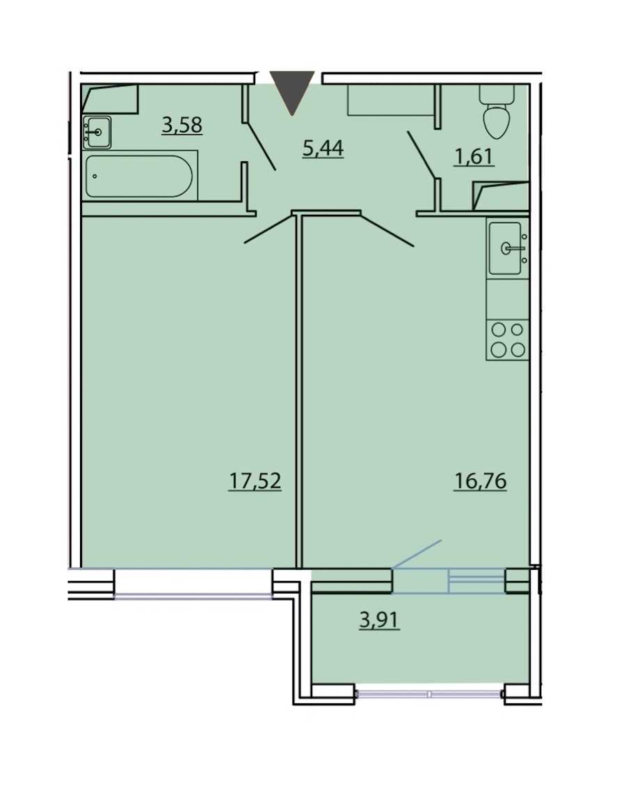 Однокомнатная квартира в : площадь 46.87 м2 , этаж: 8 – купить в Санкт-Петербурге