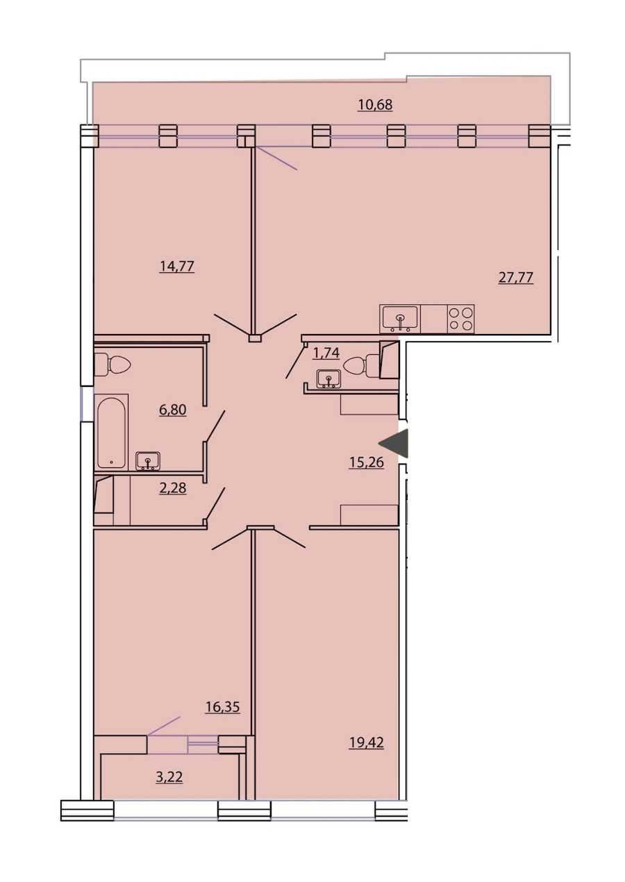 Трехкомнатная квартира в : площадь 109.2 м2 , этаж: 8 – купить в Санкт-Петербурге