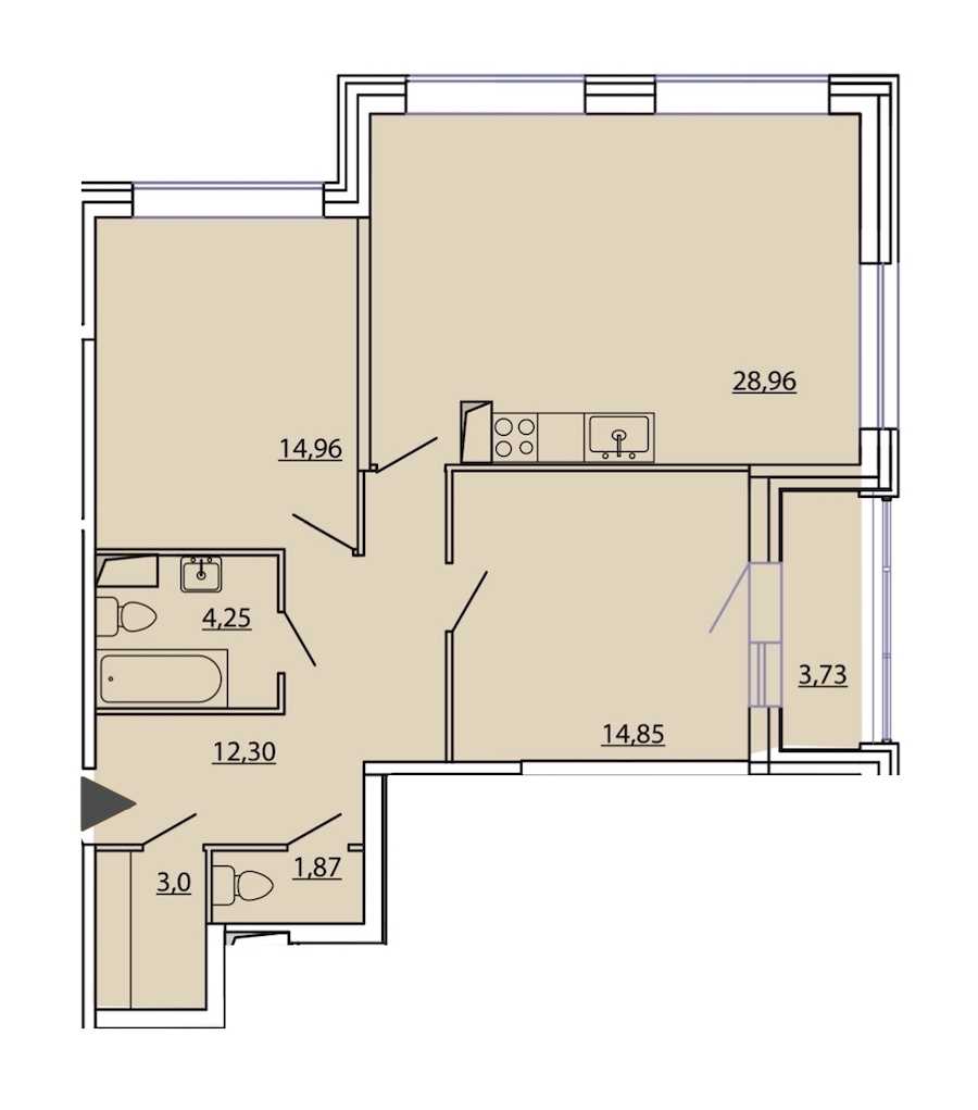Двухкомнатная квартира в : площадь 82.6 м2 , этаж: 2 – купить в Санкт-Петербурге