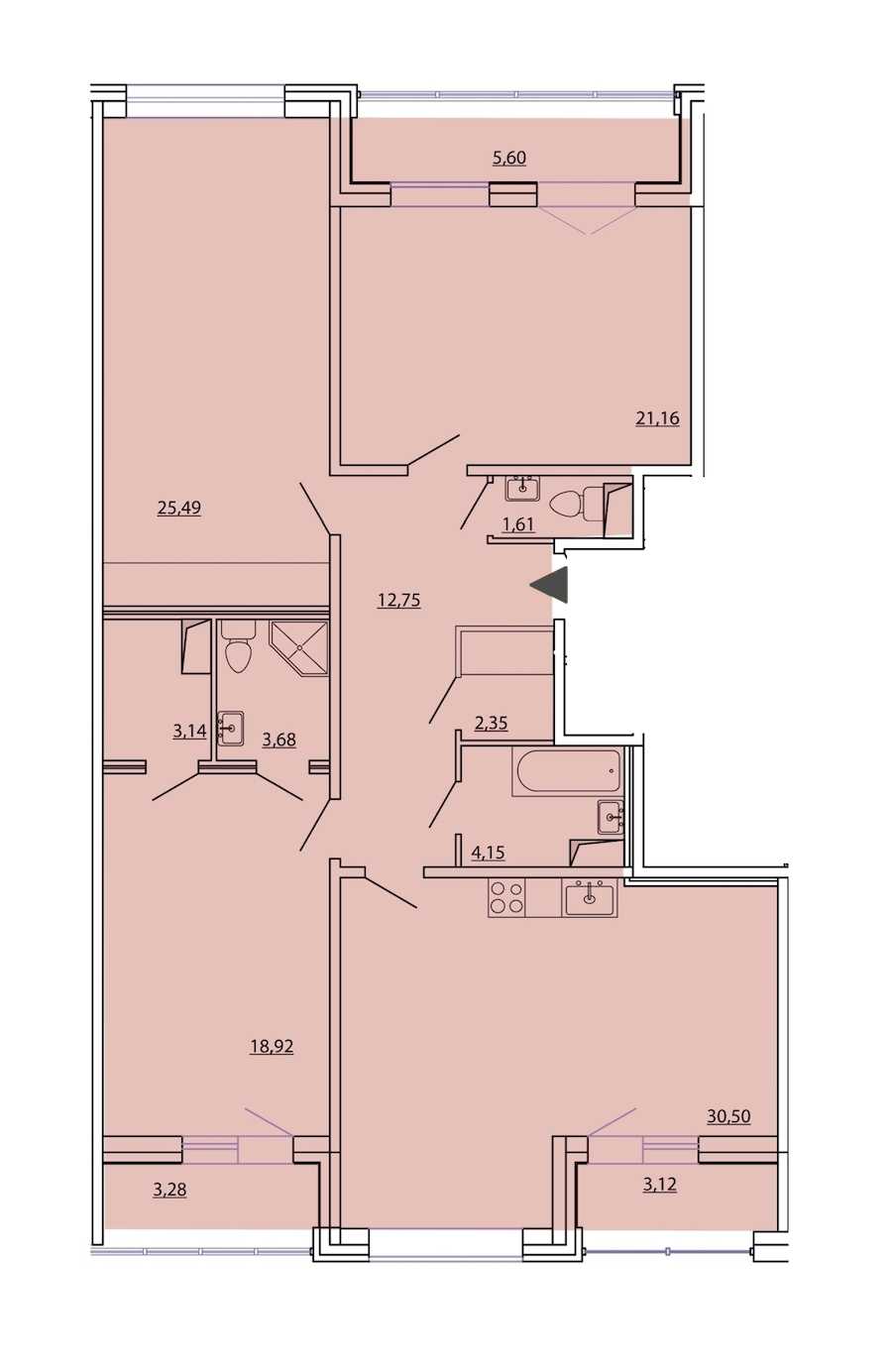Трехкомнатная квартира в : площадь 129.75 м2 , этаж: 2 – купить в Санкт-Петербурге