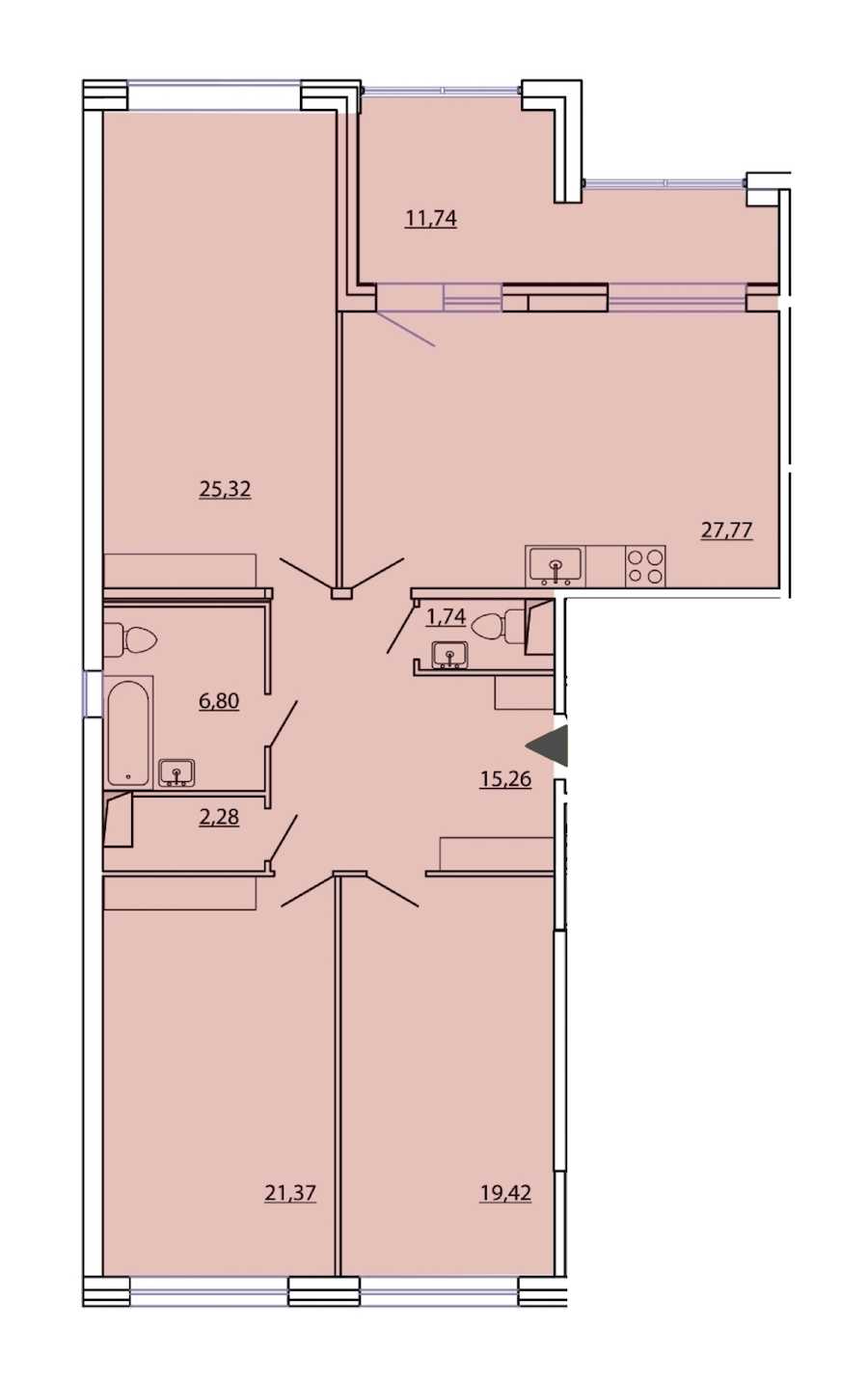 Трехкомнатная квартира в : площадь 125.3 м2 , этаж: 5 – купить в Санкт-Петербурге