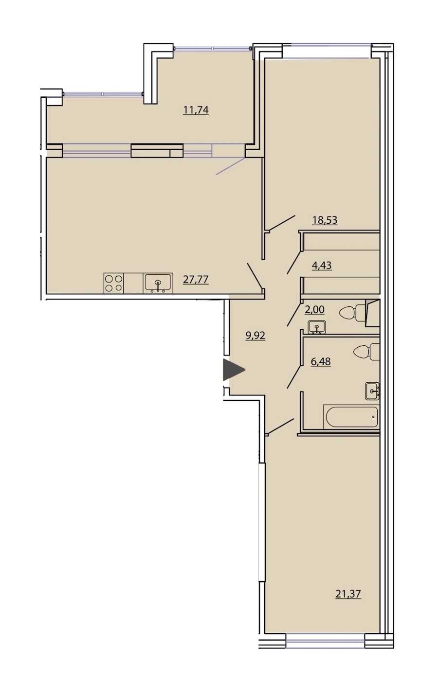 Двухкомнатная квартира в : площадь 96.4 м2 , этаж: 5 – купить в Санкт-Петербурге