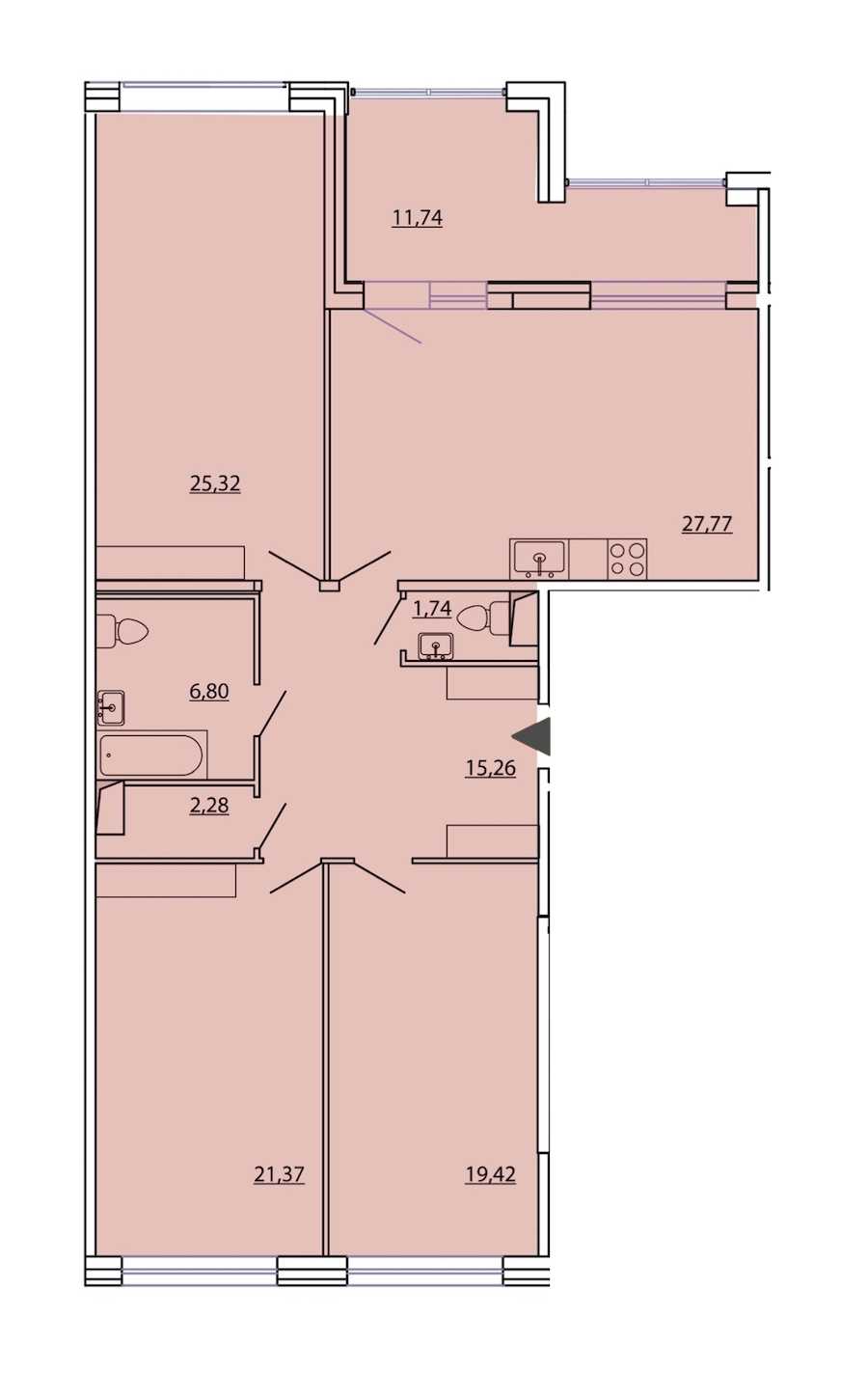 Трехкомнатная квартира в : площадь 125.83 м2 , этаж: 5 – купить в Санкт-Петербурге