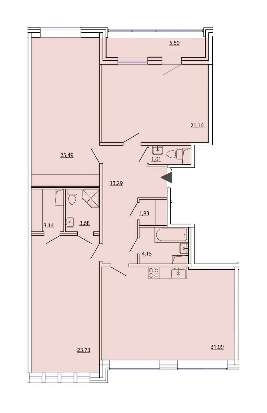 Трехкомнатная квартира в : площадь 131.97 м2 , этаж: 8 – купить в Санкт-Петербурге