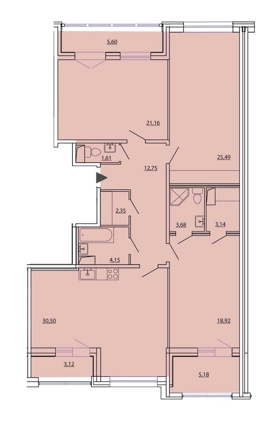 Трехкомнатная квартира в : площадь 130.7 м2 , этаж: 6 – купить в Санкт-Петербурге