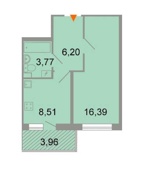 Однокомнатная квартира в : площадь 36.7 м2 , этаж: 2 – купить в Санкт-Петербурге