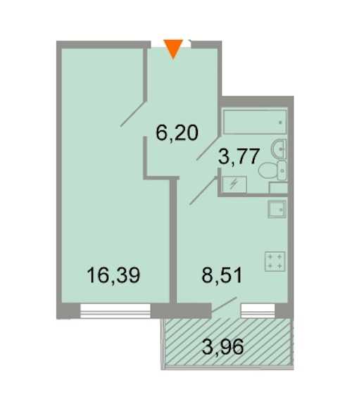 Однокомнатная квартира в : площадь 36.7 м2 , этаж: 4 – купить в Санкт-Петербурге
