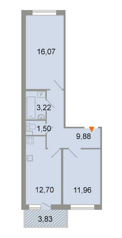 Двухкомнатная квартира в : площадь 57.4 м2 , этаж: 2 – купить в Санкт-Петербурге