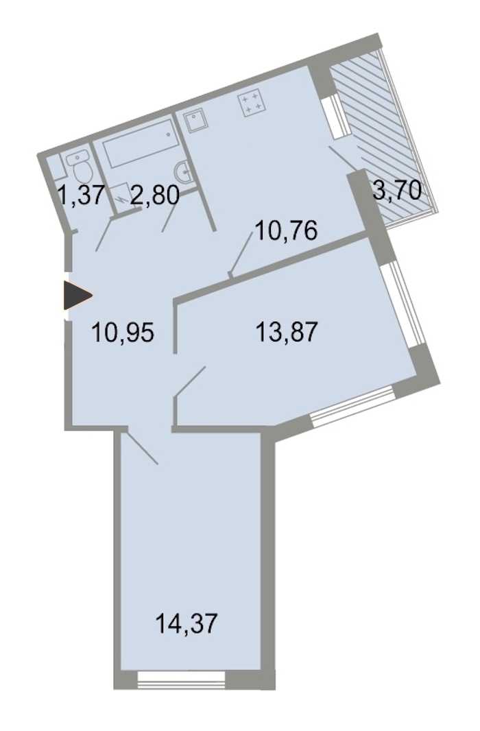 Двухкомнатная квартира в : площадь 55.6 м2 , этаж: 3 – купить в Санкт-Петербурге