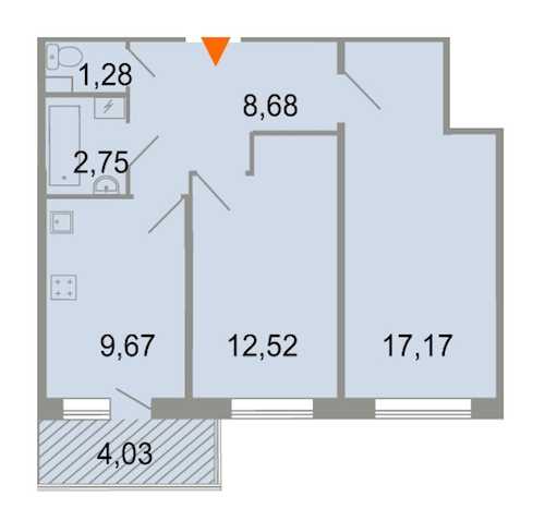 Двухкомнатная квартира в : площадь 53.28 м2 , этаж: 4 – купить в Санкт-Петербурге