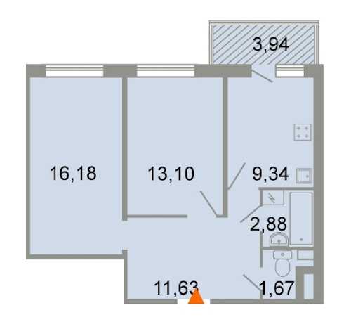 Двухкомнатная квартира в : площадь 56.8 м2 , этаж: 1 – купить в Санкт-Петербурге