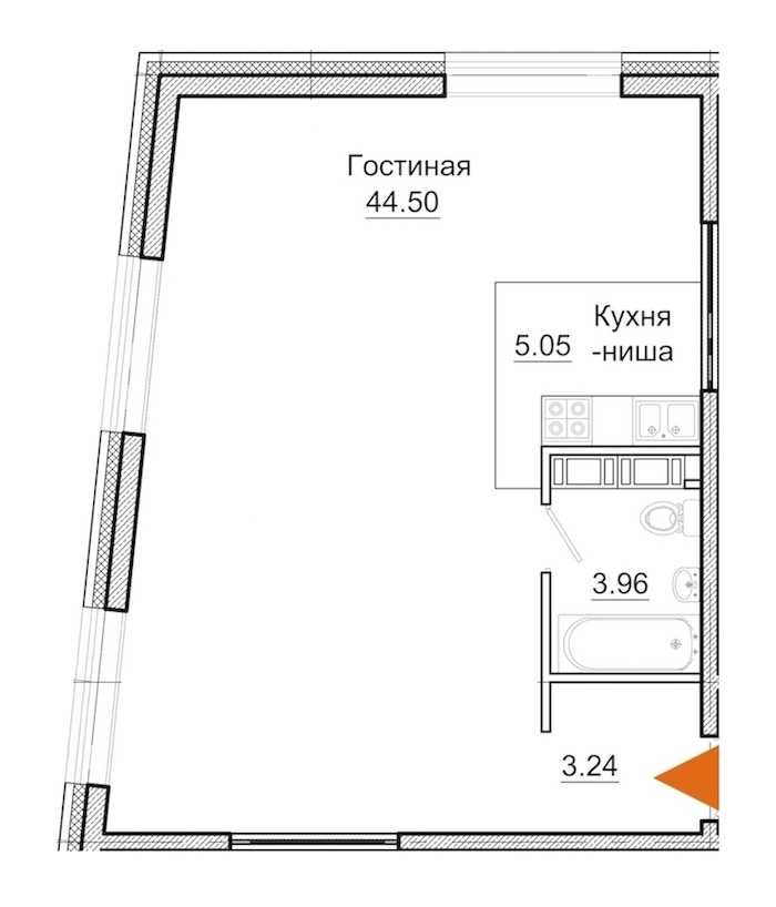 Студия в : площадь 56.75 м2 , этаж: 5 – купить в Санкт-Петербурге