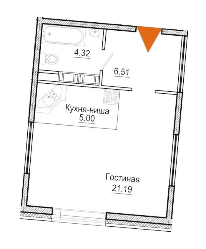 Студия в Еврострой: площадь 37.02 м2 , этаж: 11 – купить в Санкт-Петербурге
