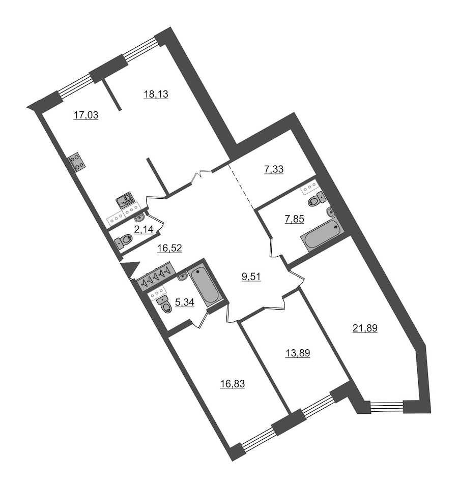 Четырехкомнатная квартира в : площадь 136.46 м2 , этаж: 2 – купить в Санкт-Петербурге