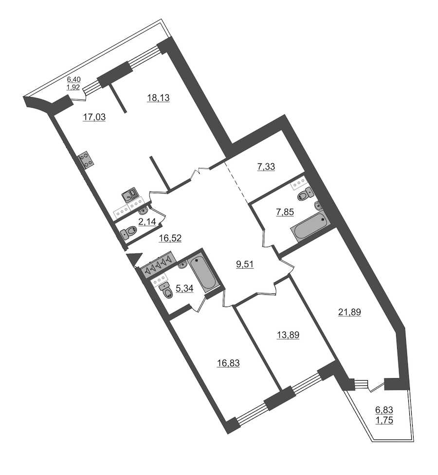 Четырехкомнатная квартира в : площадь 140.13 м2 , этаж: 7 – купить в Санкт-Петербурге