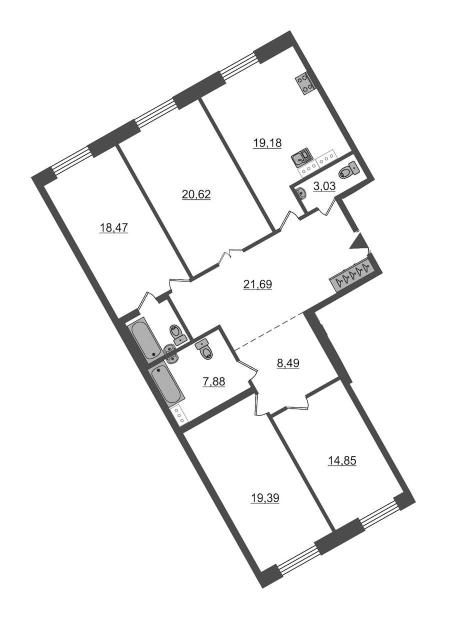 Четырехкомнатная квартира в : площадь 137.13 м2 , этаж: 2 – купить в Санкт-Петербурге