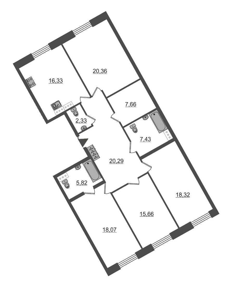 Четырехкомнатная квартира в : площадь 132.27 м2 , этаж: 2 – купить в Санкт-Петербурге