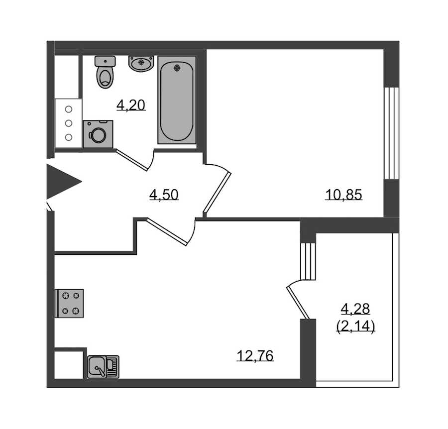 Однокомнатная квартира в : площадь 32.31 м2 , этаж: 7 – купить в Санкт-Петербурге