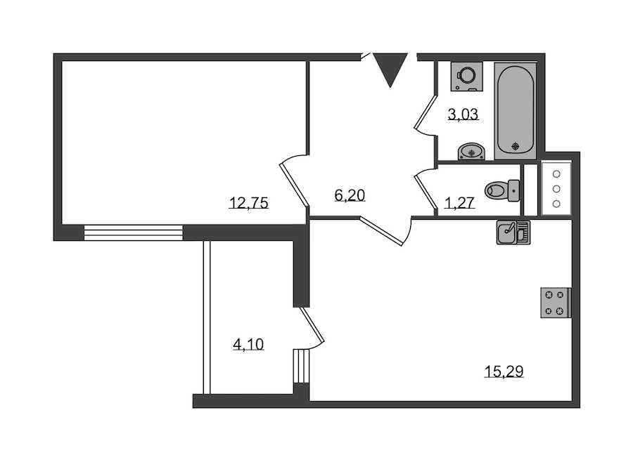 Однокомнатная квартира в : площадь 38.54 м2 , этаж: 8 – купить в Санкт-Петербурге