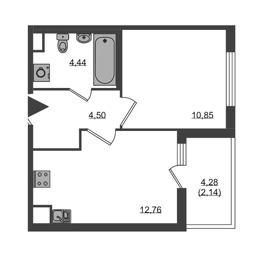 Однокомнатная квартира в : площадь 32.55 м2 , этаж: 1 – купить в Санкт-Петербурге