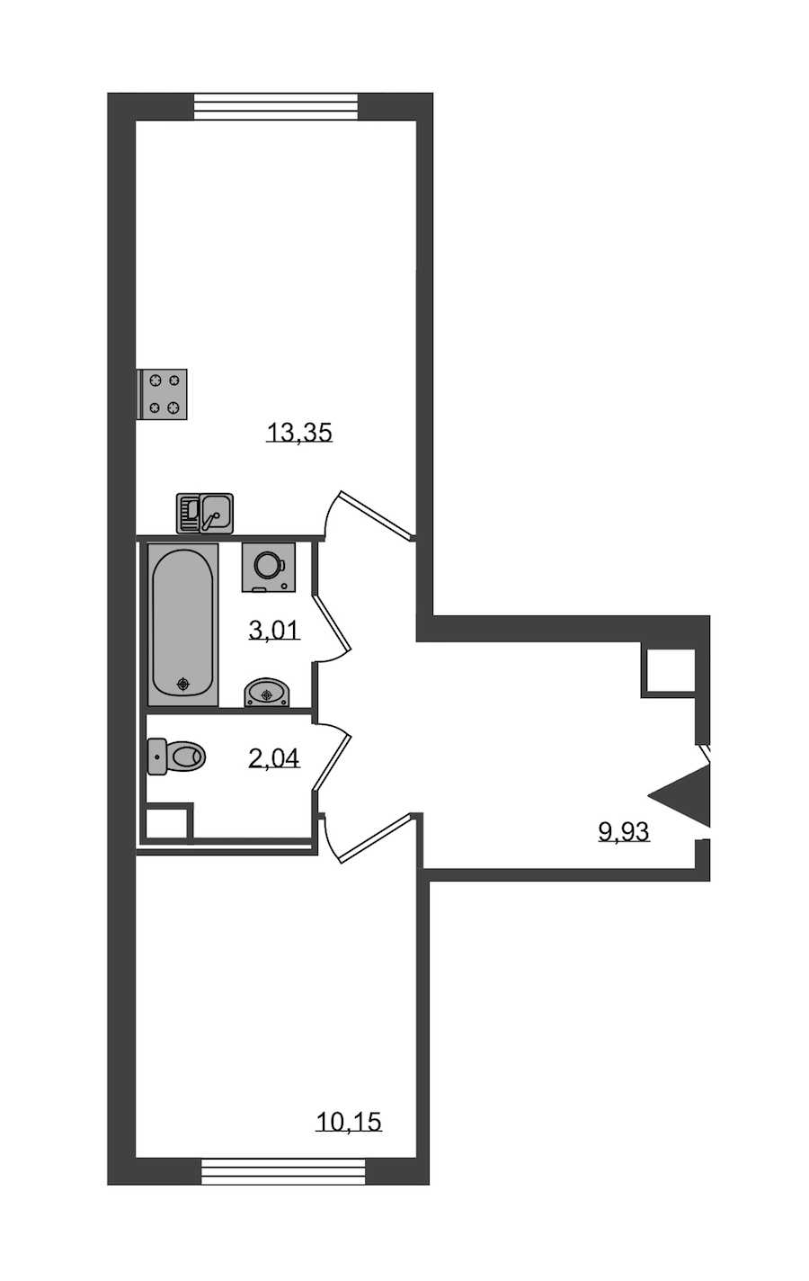 Однокомнатная квартира в : площадь 38.48 м2 , этаж: 1 – купить в Санкт-Петербурге