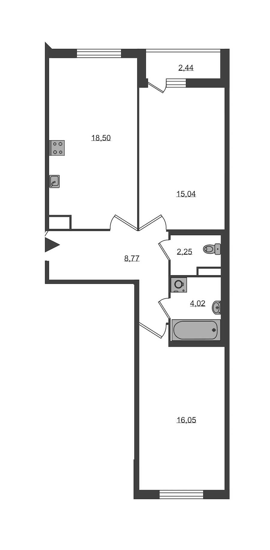 Двухкомнатная квартира в KVS: площадь 64.63 м2 , этаж: 2 – купить в Санкт-Петербурге