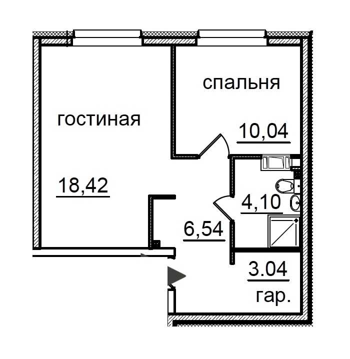 Однокомнатная квартира в : площадь 42.14 м2 , этаж: 13 – купить в Санкт-Петербурге