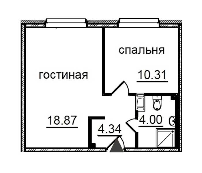 Однокомнатная квартира в : площадь 37.52 м2 , этаж: 4 – купить в Санкт-Петербурге