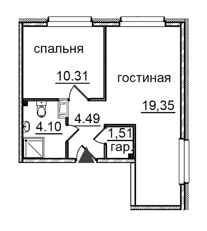 Однокомнатная квартира в : площадь 39.76 м2 , этаж: 11 – купить в Санкт-Петербурге