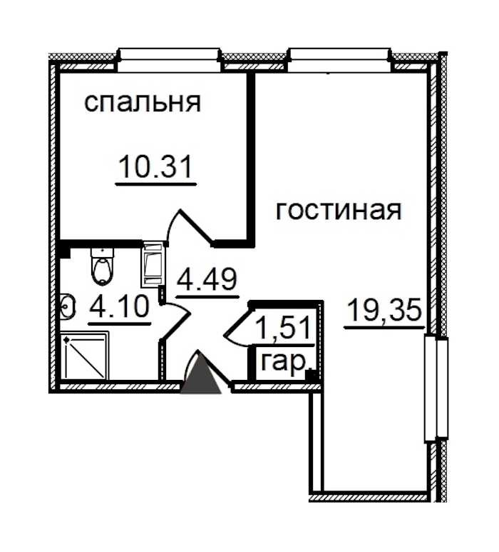 Однокомнатная квартира в : площадь 39.76 м2 , этаж: 8 - 13 – купить в Санкт-Петербурге