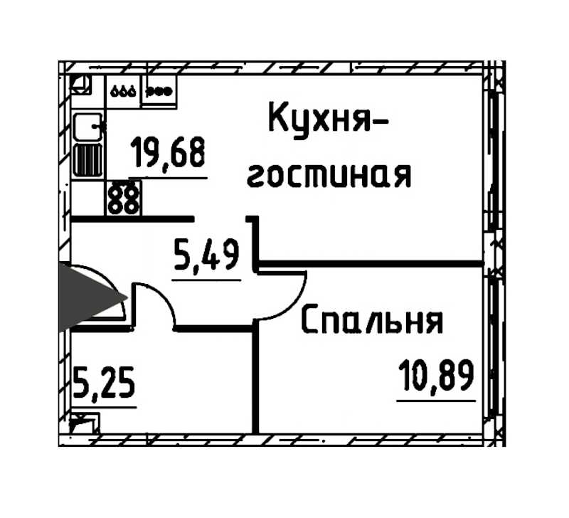 Однокомнатная квартира в : площадь 40.7 м2 , этаж: 20 – купить в Санкт-Петербурге