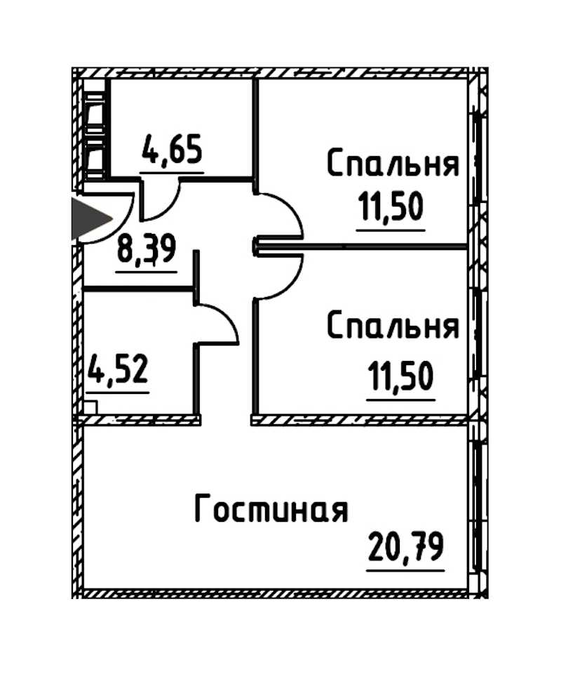 Двухкомнатная квартира в : площадь 61.35 м2 , этаж: 21 – купить в Санкт-Петербурге