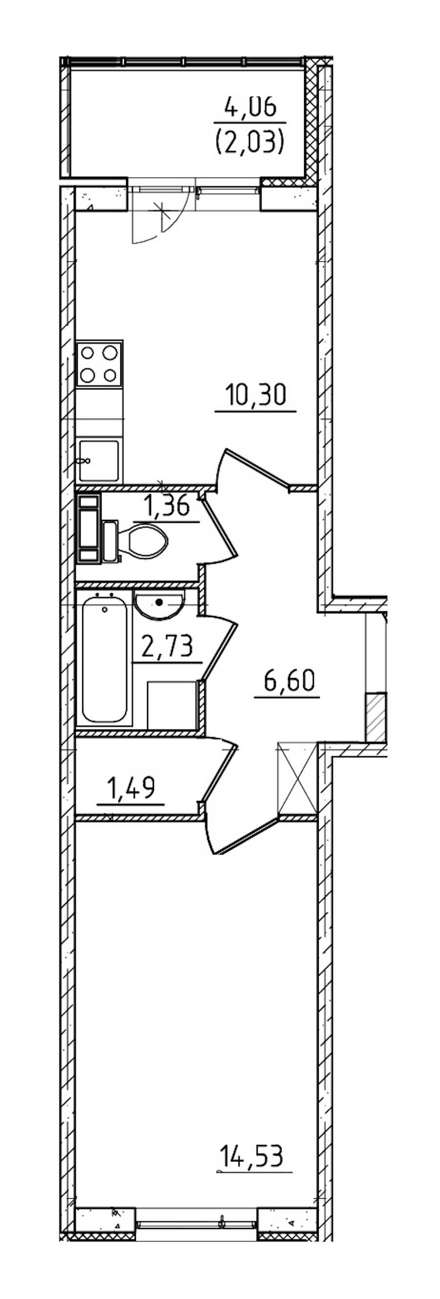 Однокомнатная квартира в : площадь 39.04 м2 , этаж: 2 – купить в Санкт-Петербурге