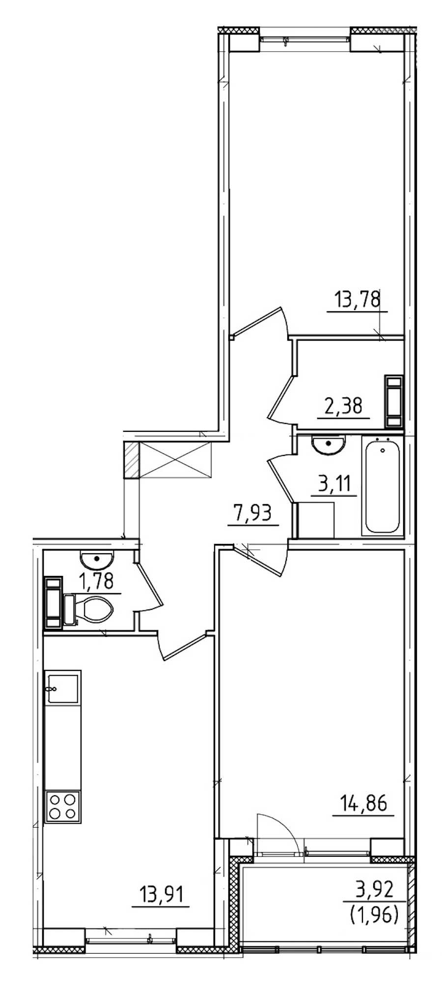 Двухкомнатная квартира в : площадь 59.71 м2 , этаж: 1 – купить в Санкт-Петербурге