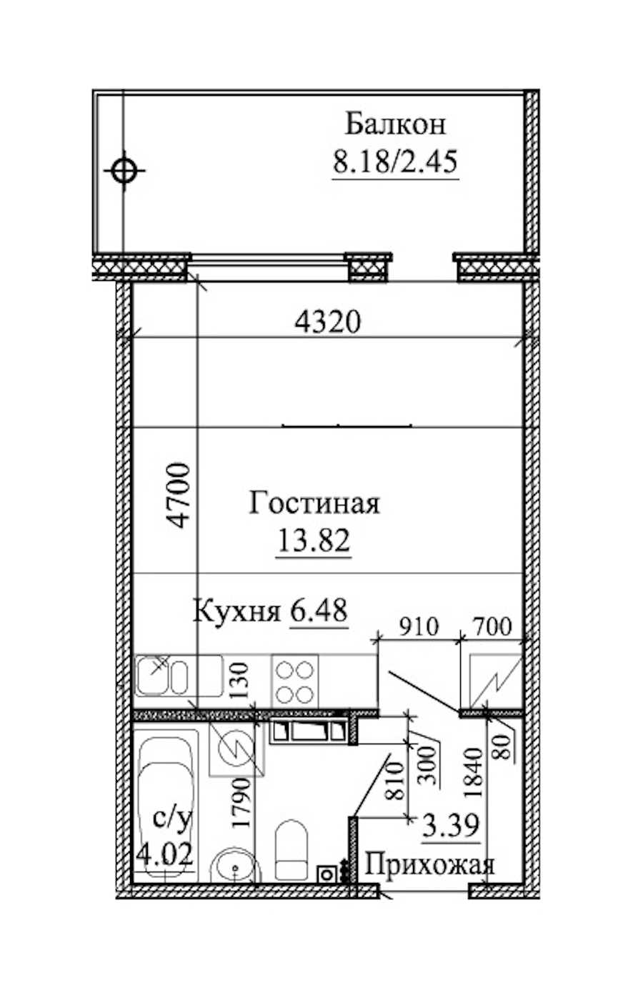 Студия в : площадь 30.16 м2 , этаж: 2 – купить в Санкт-Петербурге