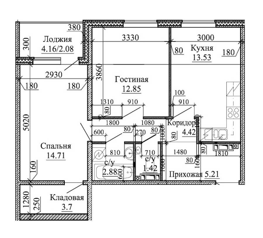 Двухкомнатная квартира в : площадь 60.8 м2 , этаж: 2 – купить в Санкт-Петербурге
