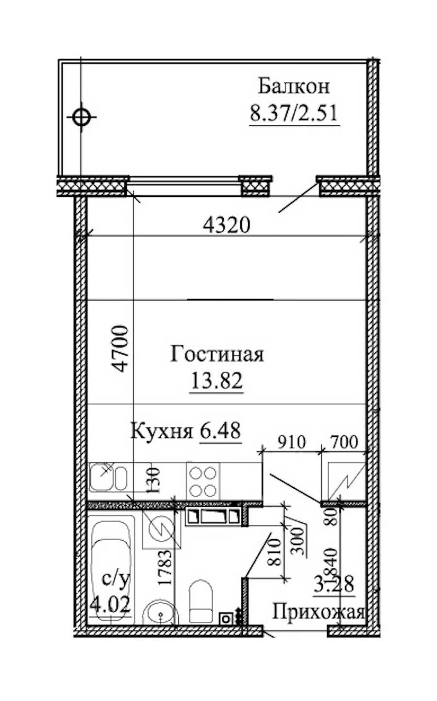 Студия в : площадь 30.11 м2 , этаж: 3 - 4 – купить в Санкт-Петербурге